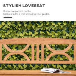 OUTSUNNY 2-Seater Wooden Garden Bench Outdoor Patio Loveseat in Natural - thumbnail 4