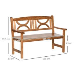 OUTSUNNY 2-Seater Wooden Garden Bench Outdoor Patio Loveseat in Natural - thumbnail 3