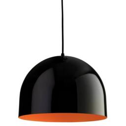 Netlighting House 1 Light Dome Ceiling Pendant Black Orange Inside E27