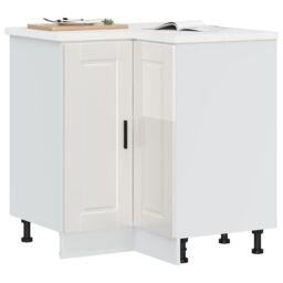 Berkfield Home Kitchen Corner Base Cabinet¬†Porto High Gloss White Engineered Wood