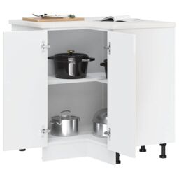 Berkfield Home Kitchen Corner Base Cabinet¬†Porto High Gloss White Engineered Wood - thumbnail 4