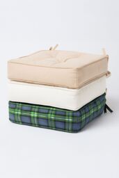 Homescapes Black Watch Tartan Cotton Dining Chair Booster Cushion in Green - Size: 40 cm x 40 cm - thumbnail 7