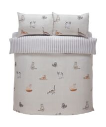 Rapport Home Purrrfect Microfibre Reversible Duvet Cover Set with Pillowcase in Grey - Size: King - thumbnail 3