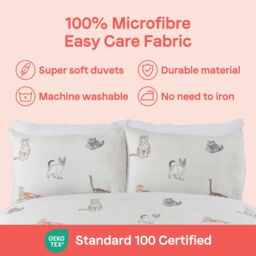 Rapport Home Purrrfect Microfibre Reversible Duvet Cover Set with Pillowcase in Grey - Size: King - thumbnail 7