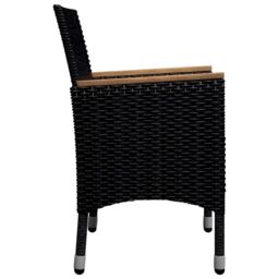 Berkfield Home 9 Piece Garden Dining Set Poly Rattan & Tempered Glass Black - thumbnail 6