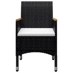 Berkfield Home 9 Piece Garden Dining Set Poly Rattan & Tempered Glass Black - thumbnail 5