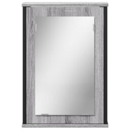 Berkfield Home Bathroom Mirror Cabinet Grey Sonoma 42x12x60 cm Engineered Wood - Size: 42 x 12 x 60 cm - thumbnail 4