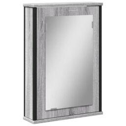 Berkfield Home Bathroom Mirror Cabinet Grey Sonoma 42x12x60 cm Engineered Wood - Size: 42 x 12 x 60 cm - thumbnail 2