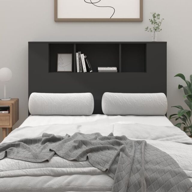 Berkfield Home Headboard Cabinet Black 120x18.5x104.5 cm - image 1