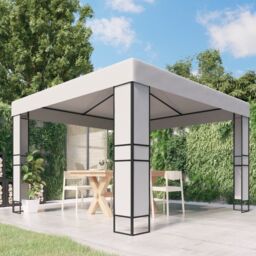 Berkfield Home Gazebo with Double Roof 3x3 m White - thumbnail 1