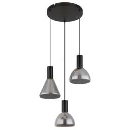 Netlighting Labora Cluster Pendant Matt Black Smoke Glass Shade 3x LED 3000K - thumbnail 2