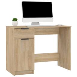 Berkfield Home Desk Sonoma Oak 100x50x75 cm Engineered Wood in Light Tan - Size: 100 x 50 x 75 cm - thumbnail 4