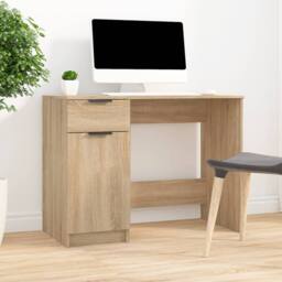 Berkfield Home Desk Sonoma Oak 100x50x75 cm Engineered Wood in Light Tan - Size: 100 x 50 x 75 cm - thumbnail 2