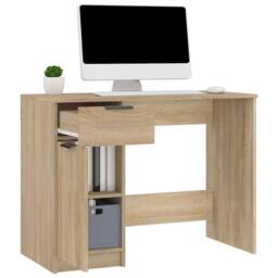 Berkfield Home Desk Sonoma Oak 100x50x75 cm Engineered Wood in Light Tan - Size: 100 x 50 x 75 cm - thumbnail 5