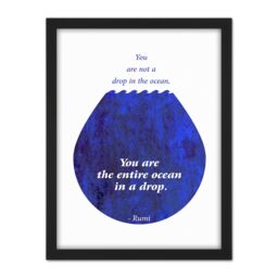 "Artery8 Wall Art Print Rumi You Are Entire Ocean Drop Large Framed Wall Décor Art in Light Oak - Size: W18"" x H24""" - thumbnail 1