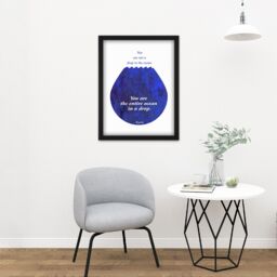 "Artery8 Wall Art Print Rumi You Are Entire Ocean Drop Large Framed Wall Décor Art in Light Oak - Size: W18"" x H24""" - thumbnail 2