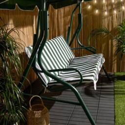 OHS Garden Swing Chair Outdoor Hanging Seat 3 Seater Bench Sun Shade in Green - thumbnail 2