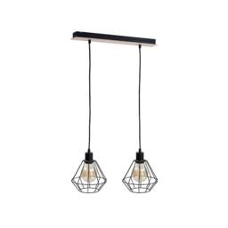 Netlighting Atwood Bar Pendant Ceiling Light Black Wood 53cm 2x E27