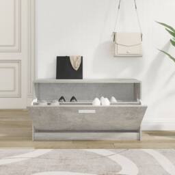 Berkfield Home Shoe Bench Concrete Grey 80x24x45 cm Engineered Wood - Size: 80 x 24 x 45 cm