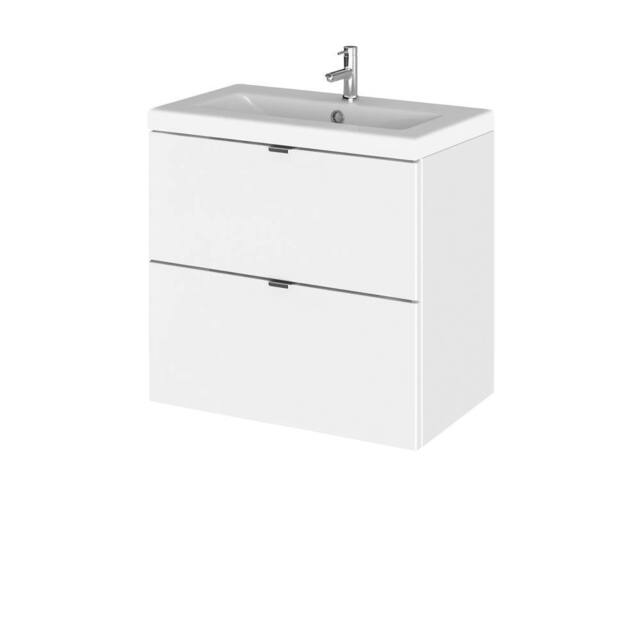 Balterley Alrewas 2 Drawer Wall Hung Vanity Basin Unit, Gloss White, 600mm in White - image 1