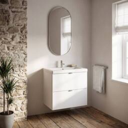 Balterley Alrewas 2 Drawer Wall Hung Vanity Basin Unit, Gloss White, 600mm in White - thumbnail 4