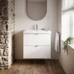 Balterley Alrewas 2 Drawer Wall Hung Vanity Basin Unit, Gloss White, 600mm in White - thumbnail 6
