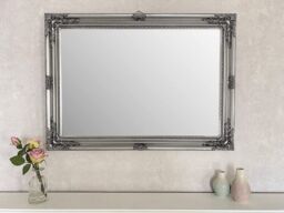 Downton Interiors Large Antique Silver Wood Frame Wall Mirror 90cm x 65cm - thumbnail 1