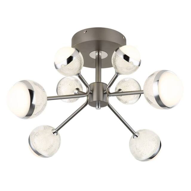 Netlighting Untsy Multi Arm Semi Flush Titanium 8x LED Dimmable 2700-6000K Remote in Grey - image 1