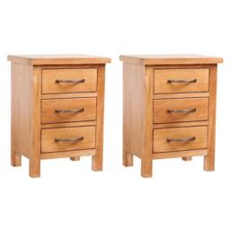 Berkfield Home Nightstands 2 pcs 40x30x54 cm Solid Oak Wood in Brown - Size: 40 x 30 x 54 cm - thumbnail 1