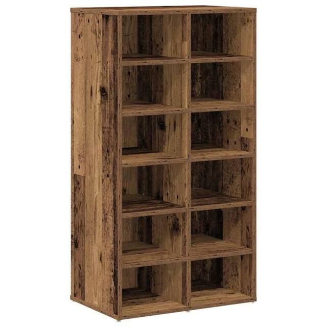 Berkfield Home Shoe Rack Old Wood 54x34x100.5 cm Engineered Wood in Brown - image 1