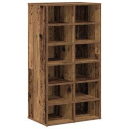 Berkfield Home Shoe Rack Old Wood 54x34x100.5 cm Engineered Wood in Brown - thumbnail 1