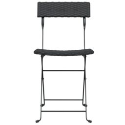 Berkfield Home Folding Bistro Chairs 2 pcs Black Poly Rattan & Steel - thumbnail 4