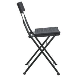 Berkfield Home Folding Bistro Chairs 2 pcs Black Poly Rattan & Steel - thumbnail 5