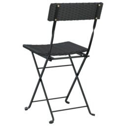 Berkfield Home Folding Bistro Chairs 2 pcs Black Poly Rattan & Steel - thumbnail 6