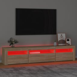 Berkfield Home TV Cabinet with LED Lights Sonoma Oak 195x35x40 cm in Brown - Size: 195 x 35 x 40 cm - thumbnail 5