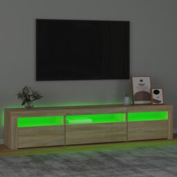 Berkfield Home TV Cabinet with LED Lights Sonoma Oak 195x35x40 cm in Brown - Size: 195 x 35 x 40 cm - thumbnail 4