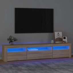 Berkfield Home TV Cabinet with LED Lights Sonoma Oak 195x35x40 cm in Brown - Size: 195 x 35 x 40 cm - thumbnail 1