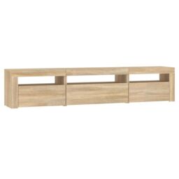 Berkfield Home TV Cabinet with LED Lights Sonoma Oak 195x35x40 cm in Brown - Size: 195 x 35 x 40 cm - thumbnail 7