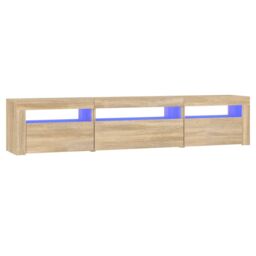 Berkfield Home TV Cabinet with LED Lights Sonoma Oak 195x35x40 cm in Brown - Size: 195 x 35 x 40 cm - thumbnail 2
