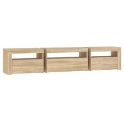 Berkfield Home TV Cabinet with LED Lights Sonoma Oak 195x35x40 cm in Brown - Size: 195 x 35 x 40 cm - thumbnail 8