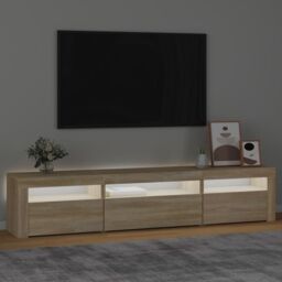 Berkfield Home TV Cabinet with LED Lights Sonoma Oak 195x35x40 cm in Brown - Size: 195 x 35 x 40 cm - thumbnail 3