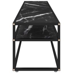 Berkfield Home TV Cabinet Black Marble 180x40x40.5 cm Tempered Glass - thumbnail 4