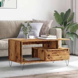 Berkfield Home Durable Coffee Table Old Wood 90x49x45 cm Engineered Wood in Brown - Size: 90 x 49 x 45 cm - thumbnail 1