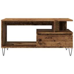 Berkfield Home Durable Coffee Table Old Wood 90x49x45 cm Engineered Wood in Brown - Size: 90 x 49 x 45 cm - thumbnail 4