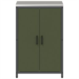 Berkfield Home Kitchen Storage Cabinet with Shelf with Storage with Door with Lock Olive green Steel - thumbnail 6