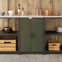 Berkfield Home Kitchen Storage Cabinet with Shelf with Storage with Door with Lock Olive green Steel - thumbnail 4