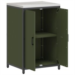 Berkfield Home Kitchen Storage Cabinet with Shelf with Storage with Door with Lock Olive green Steel - thumbnail 5
