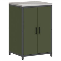 Berkfield Home Kitchen Storage Cabinet with Shelf with Storage with Door with Lock Olive green Steel - thumbnail 2