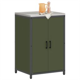 Berkfield Home Kitchen Storage Cabinet with Shelf with Storage with Door with Lock Olive green Steel - thumbnail 3