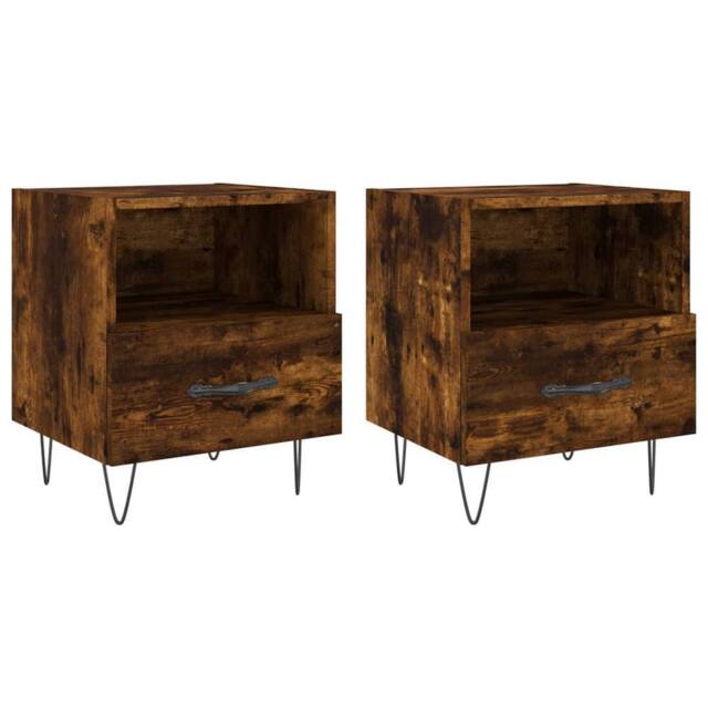 Berkfield Home Bedside Cabinets 2 pcs Smoked Oak 40x35x47.5 cm Engineered Wood in Brown - image 1